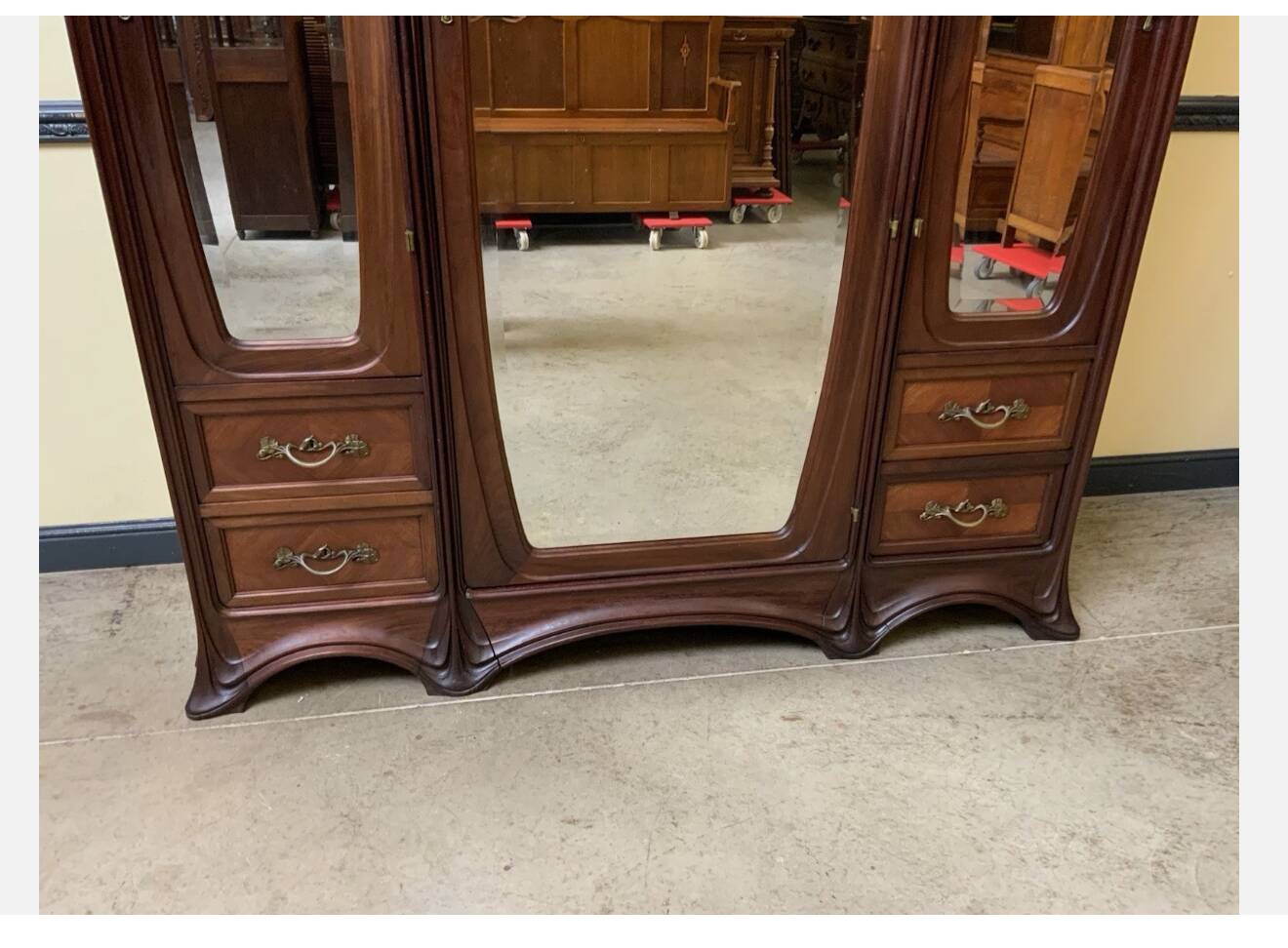 Antique Art Nouveau wardrobe, linen cupboard