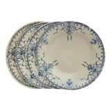 Set of 4 hollow aasiettes model Venice Opaque porcelain of Gien iron earth blue floral decoration