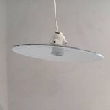 Vintage pendant light in enamelled metal and porcelain