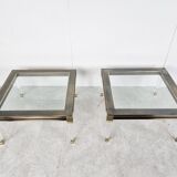 Tables d’appoint vintage en lucite et laiton, années 1980