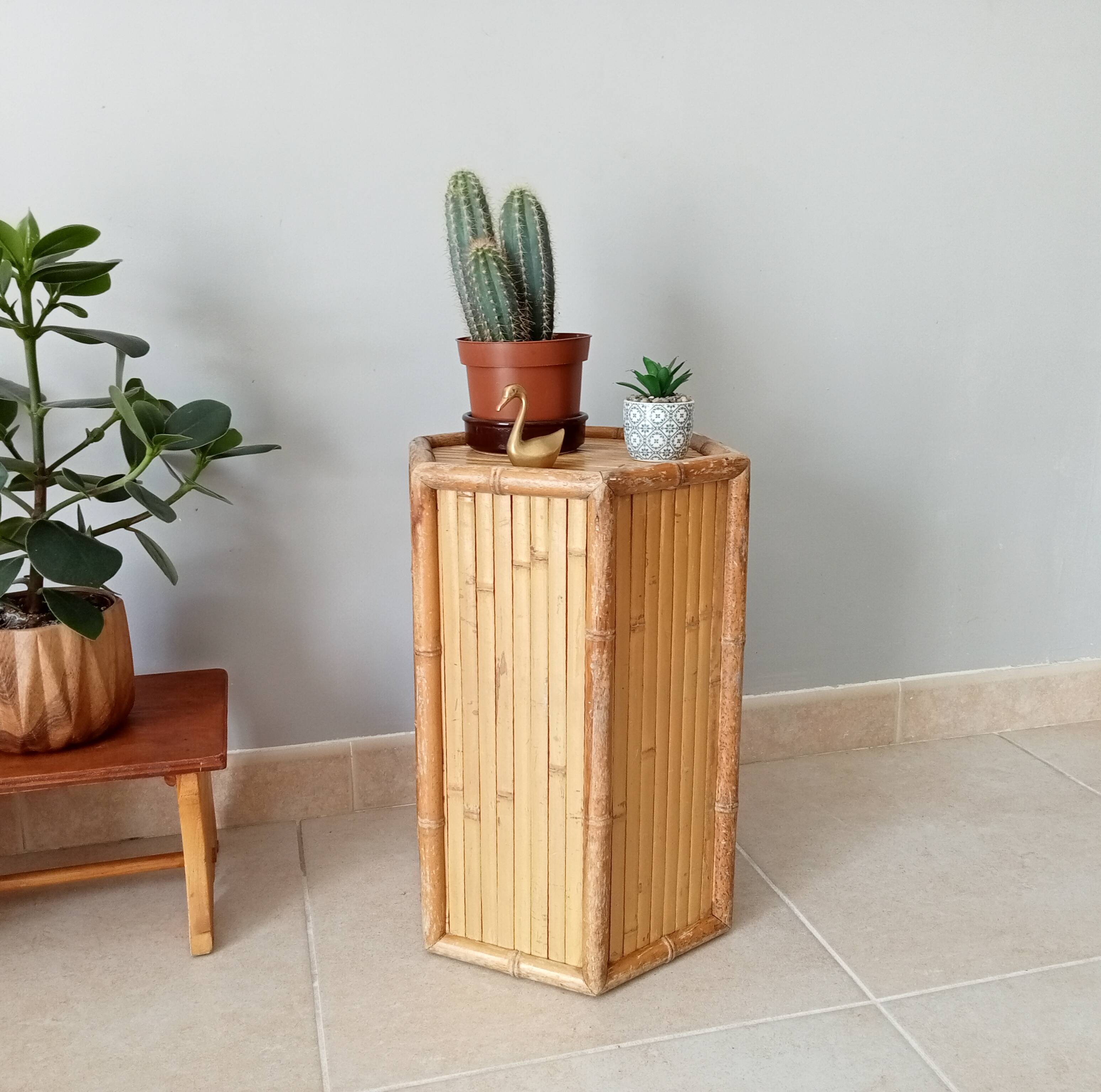 Vintage bamboo side table
