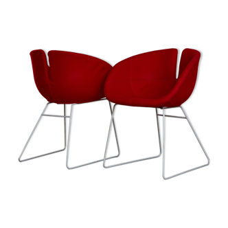 2 fauteuils Fjord rouge par Patricia Urquiola pour Moroso, 2002