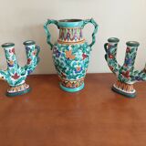 Pair of Monaco Cerart candlesticks floral decor 1950 1960