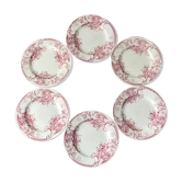 Lot de 6 assiettes à dessert Terre de Fer Lunéville modèle Griffon fin XIXème