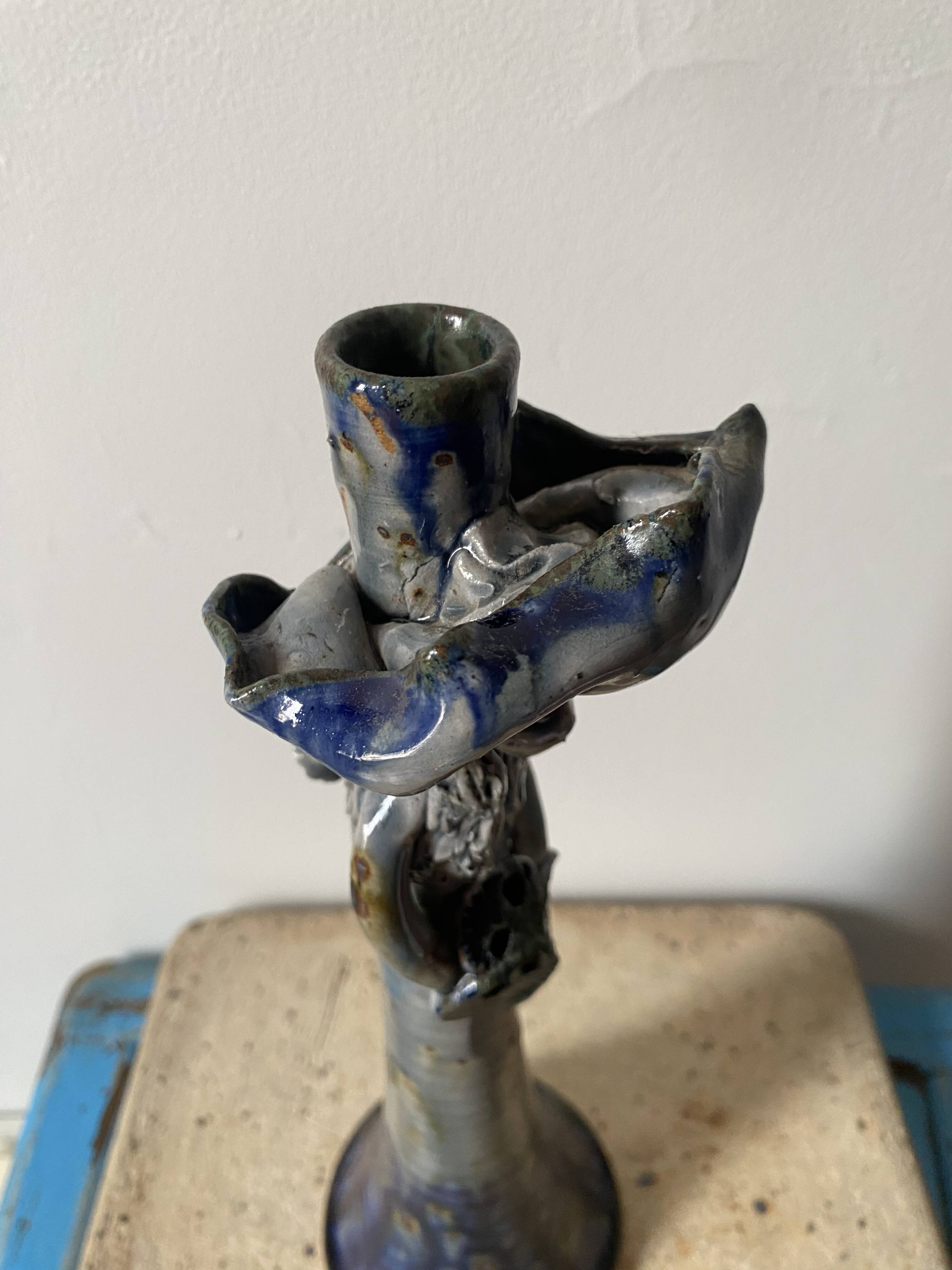 Anthropomorphic ceramic candlestick