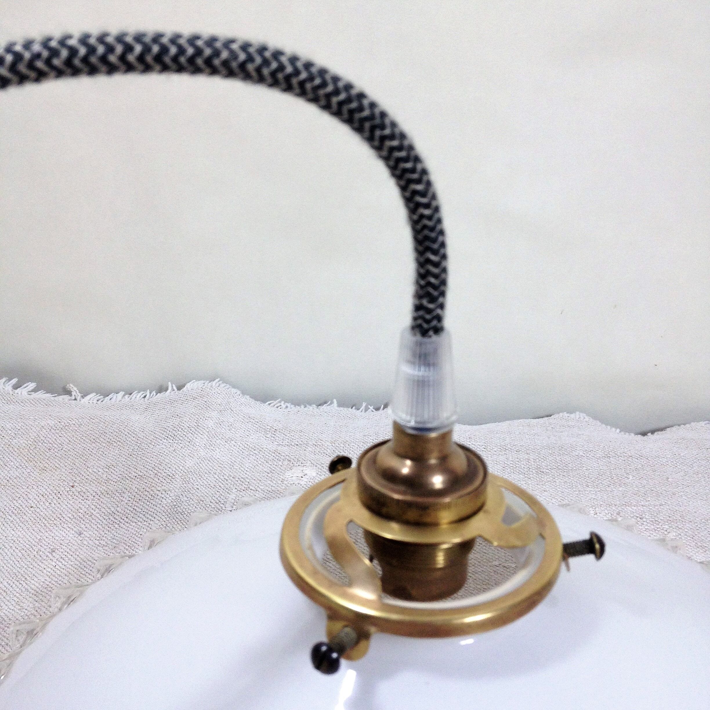 Transparent pleated white opaline hanging