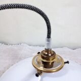 Transparent pleated white opaline hanging