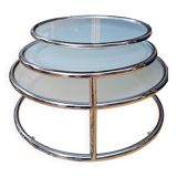 Vintage Chrome and Glass Swivel Coffee Table by Milo Baughman, Italy,