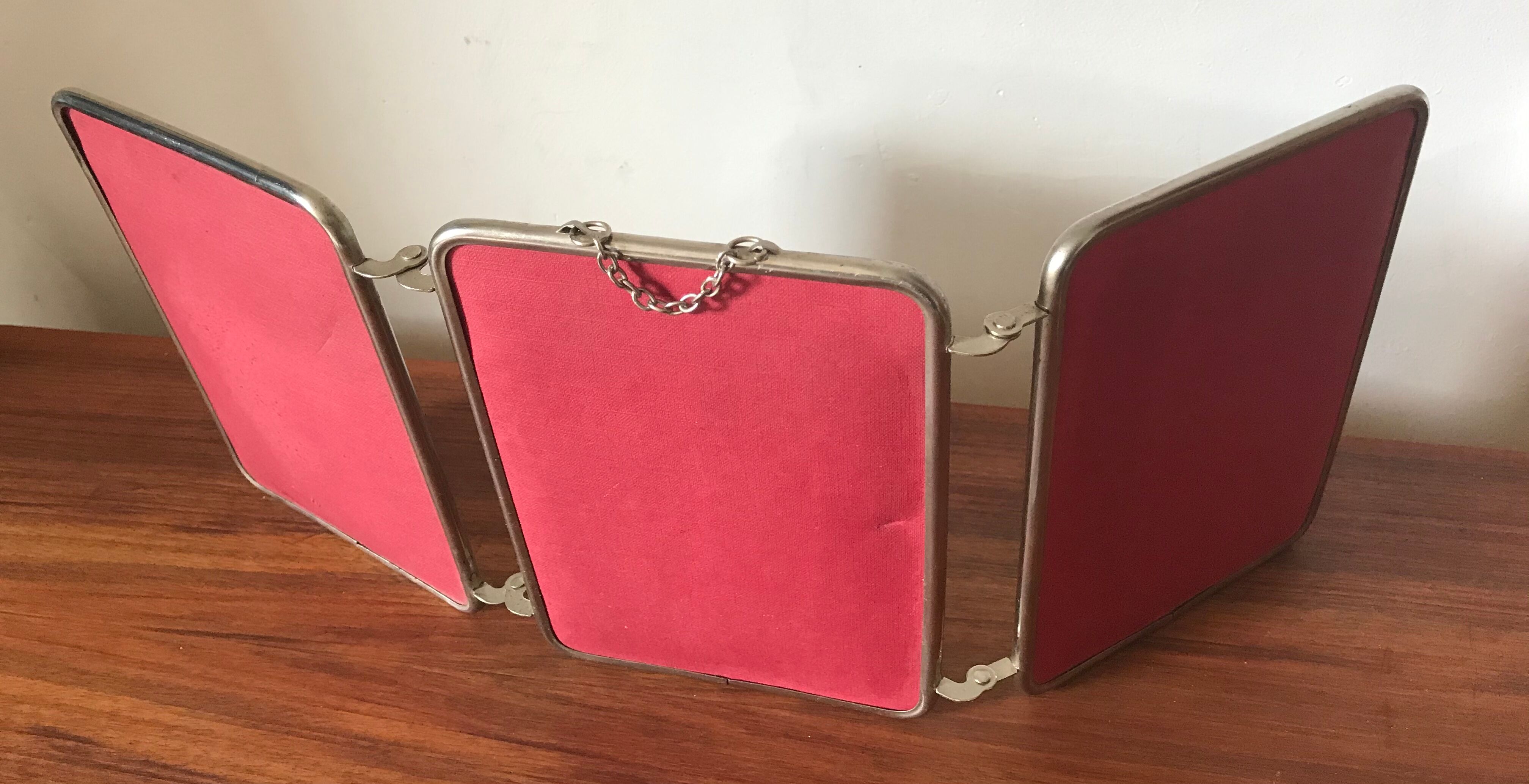 Vintage barber's triptych mirror