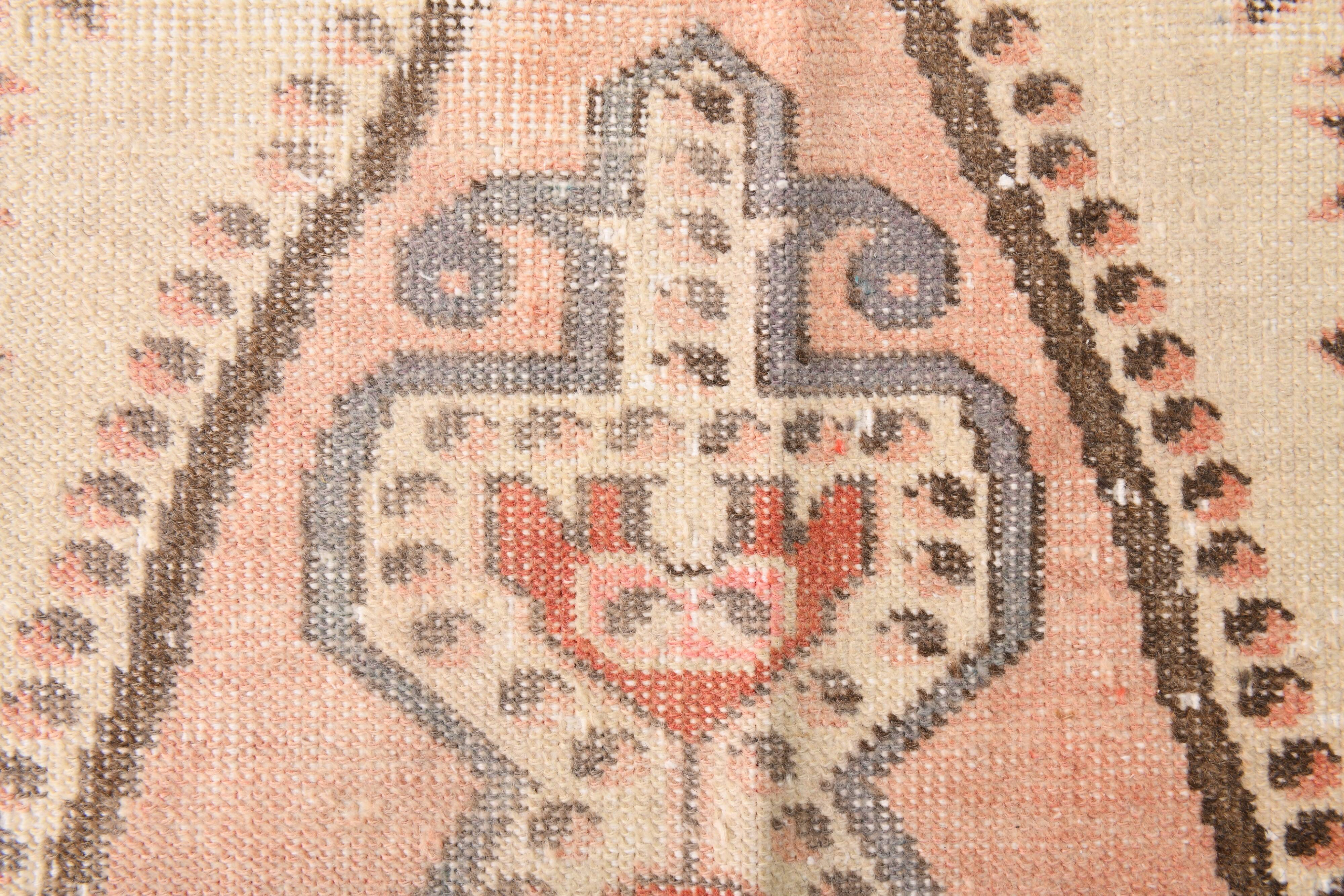 4x7 Salmon & Brown Geometric Oriental Vintage Rug, 139x227Cm