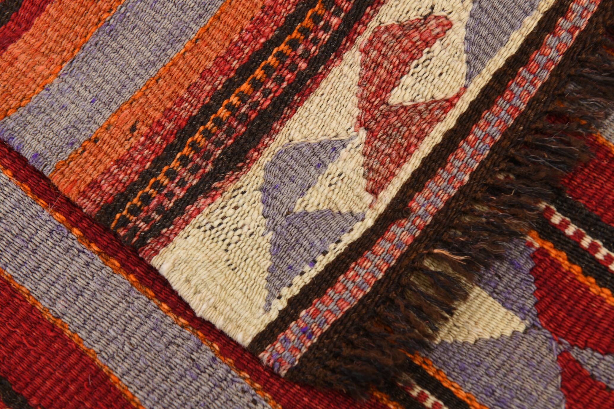 Rugs For Living Room Red & Brown Turkish Kilim Rug, 133x272Cm