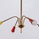 Lustre vintage 1950, 4 bras, laiton et couleurs, 60cm de diamètre