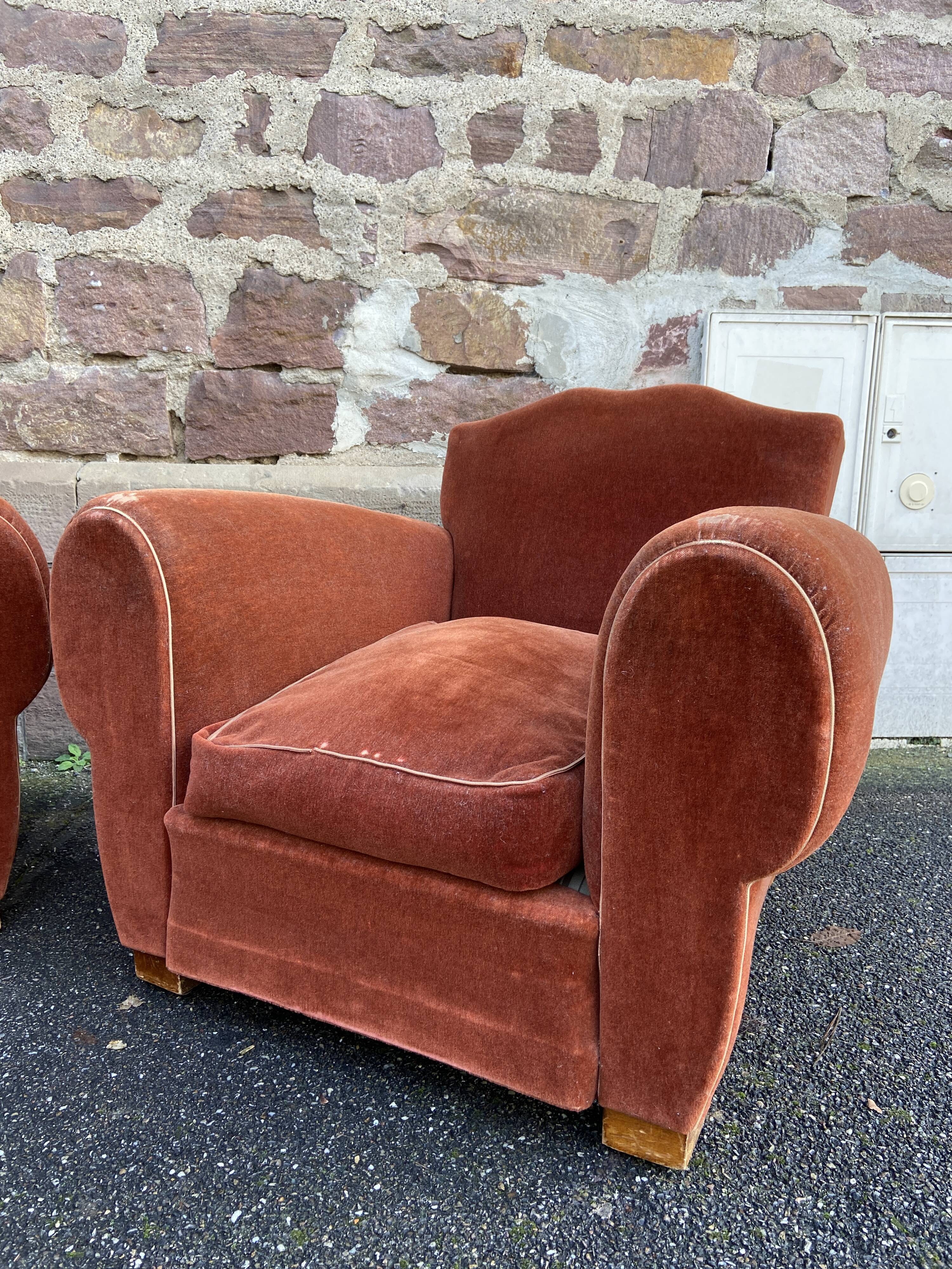 Paire de fauteuils club Art déco 1950
