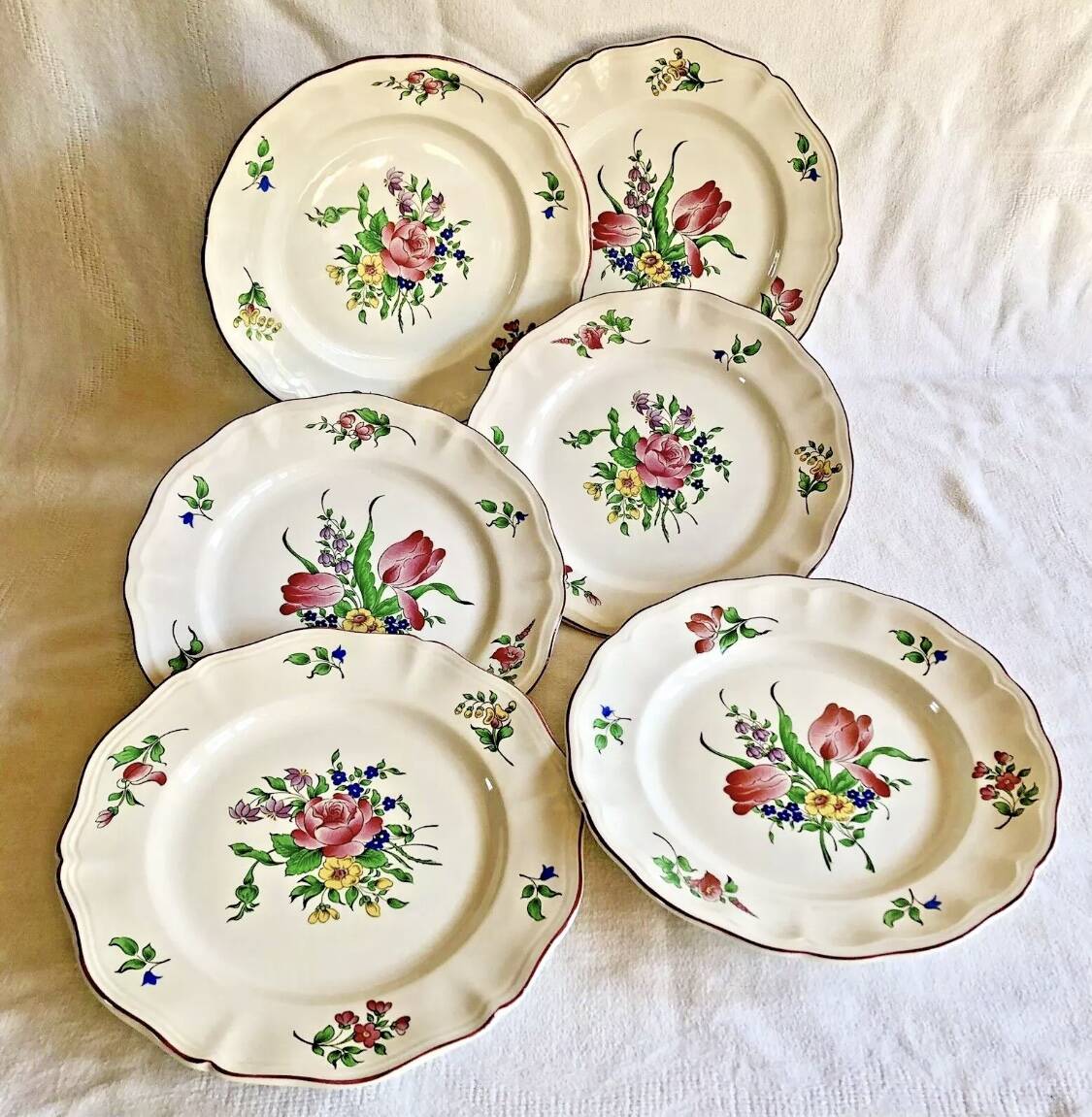 6 old Luneville flat plates, Réverbère model