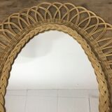 Wicker oval mirror 63x52cm
