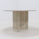 Large Italian Modern Round Travertine Dining Table 1970s