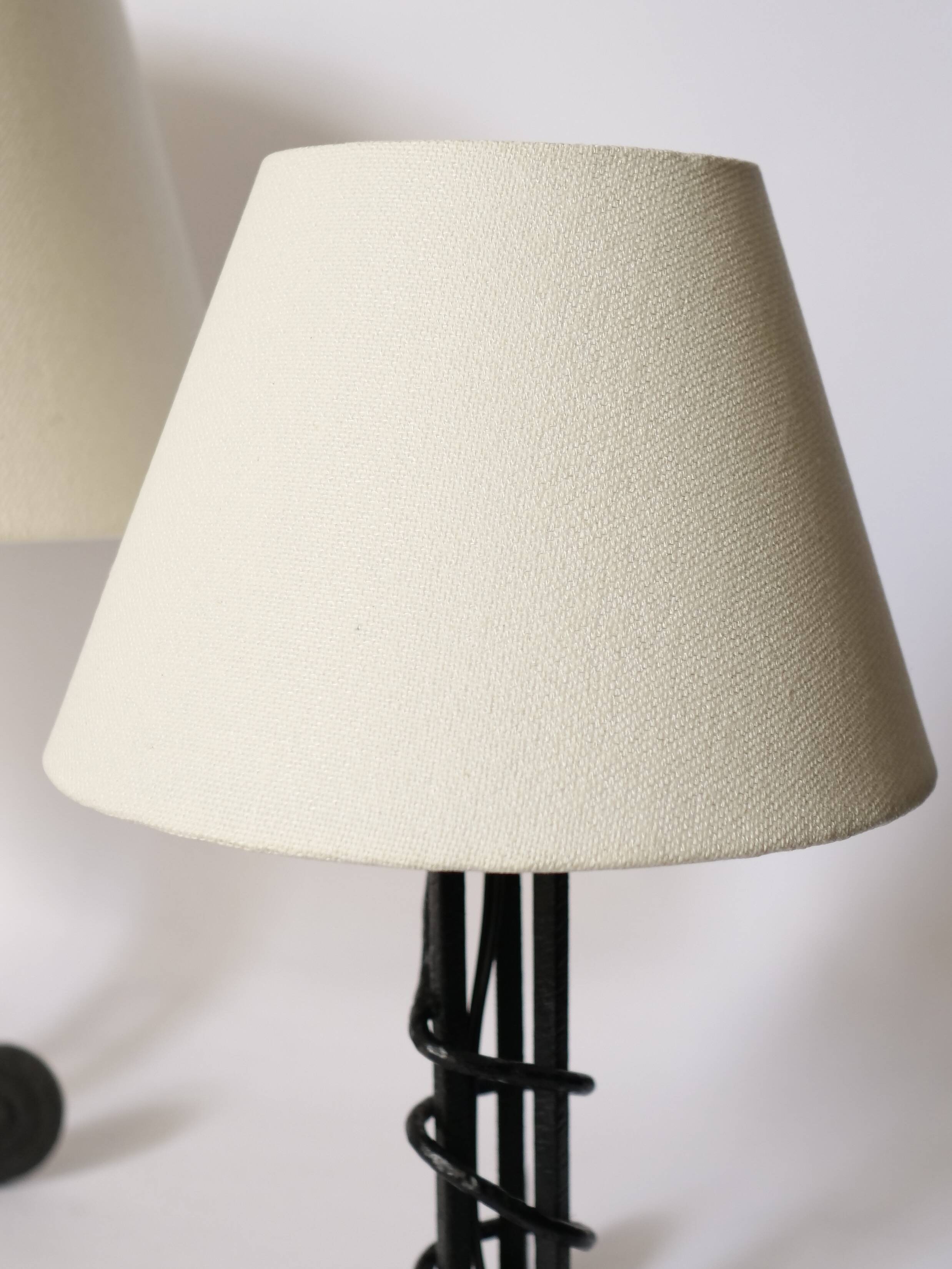 Pair of Art Deco lamps in wrought iron circa 1930
