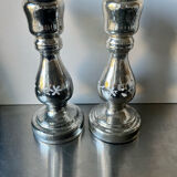 Pair of vintage mercury glass candleholders