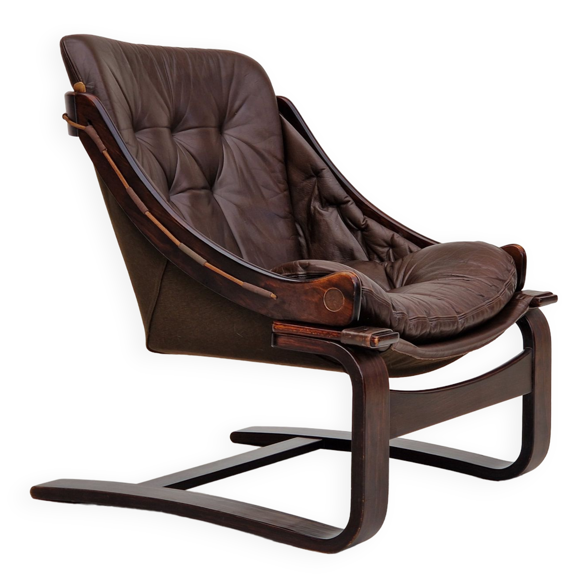 Chaises longues en cuir marron des années 1970 par Ake Fribytter pour Nelo Suède.