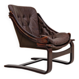Chaises longues en cuir marron des années 1970 par Ake Fribytter pour Nelo Suède.