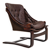 Chaises longues en cuir marron des années 1970 par Ake Fribytter pour Nelo Suède.