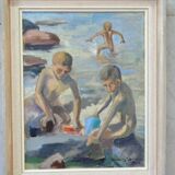 Henry Carlsson, Swedish Modern Composition, 1948, Oil on Canvas, Framed