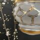Vintage art deco globe pendant light in white and gold frosted glass