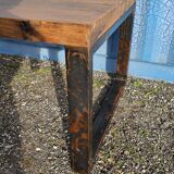 Industrial teak and metal table