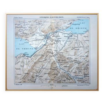 Imprimée en 1844, les environs d'Interlaken, Suisse.
