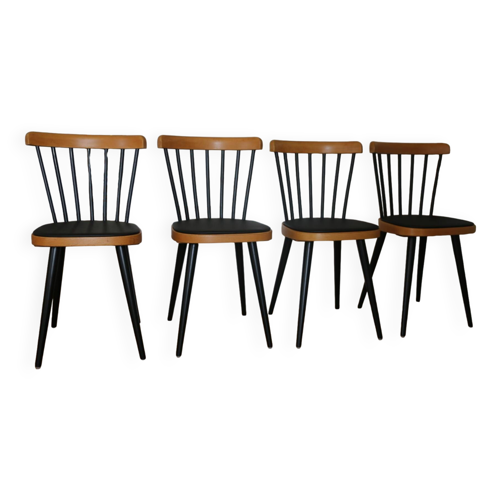 4 Baumann 740G chairs light beech black skai
