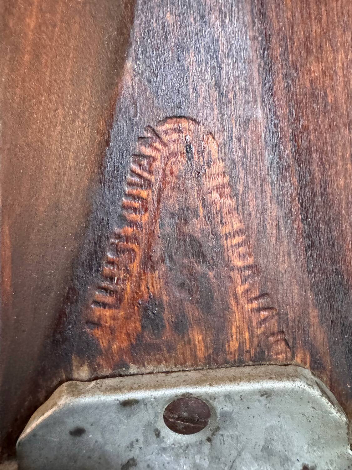 Antique wooden skis with vintage poles