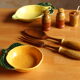 Vintage salt shaker, pepper, mustard and salad cutlery set