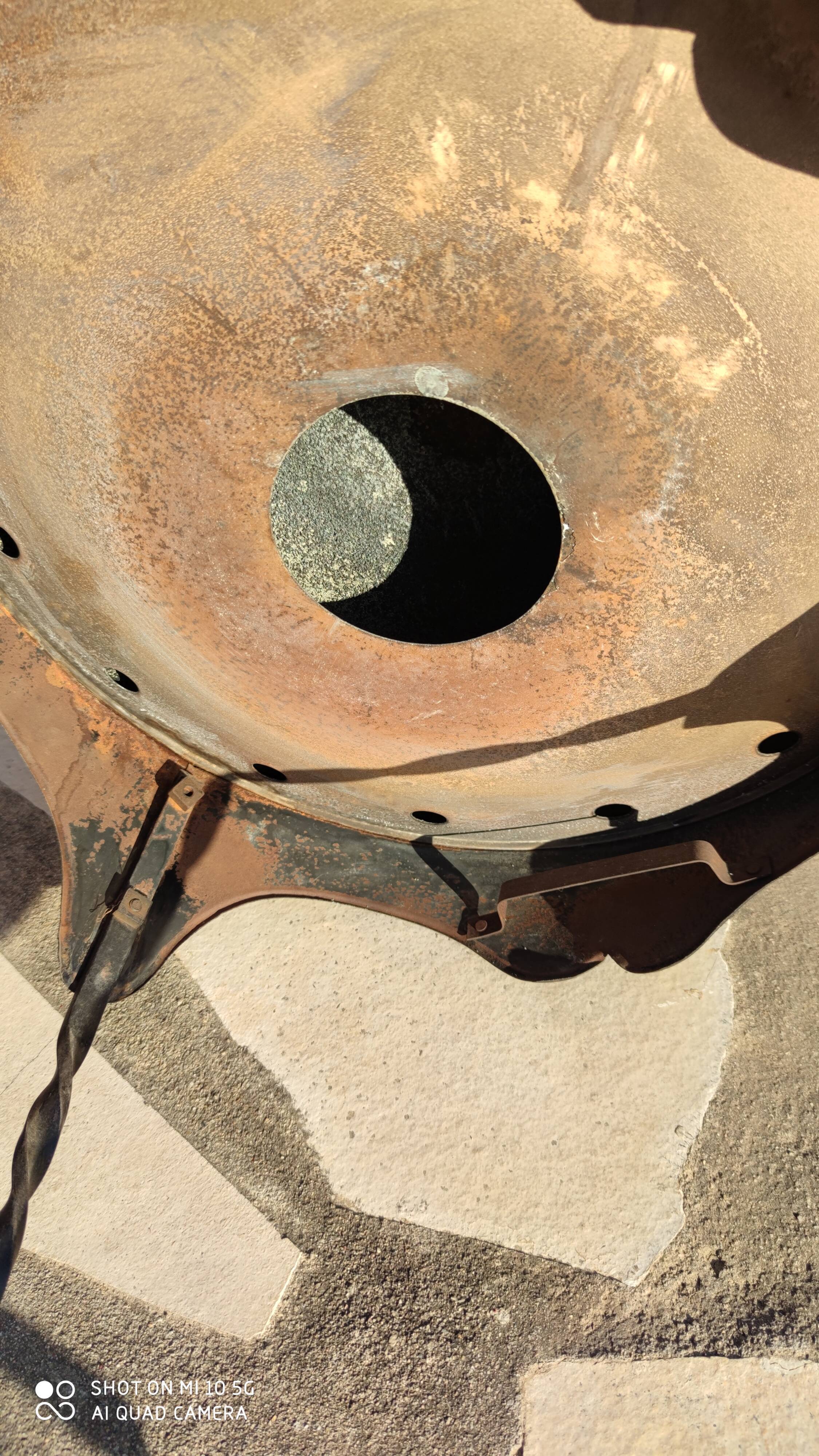 Painted and enameled sheet metal side table