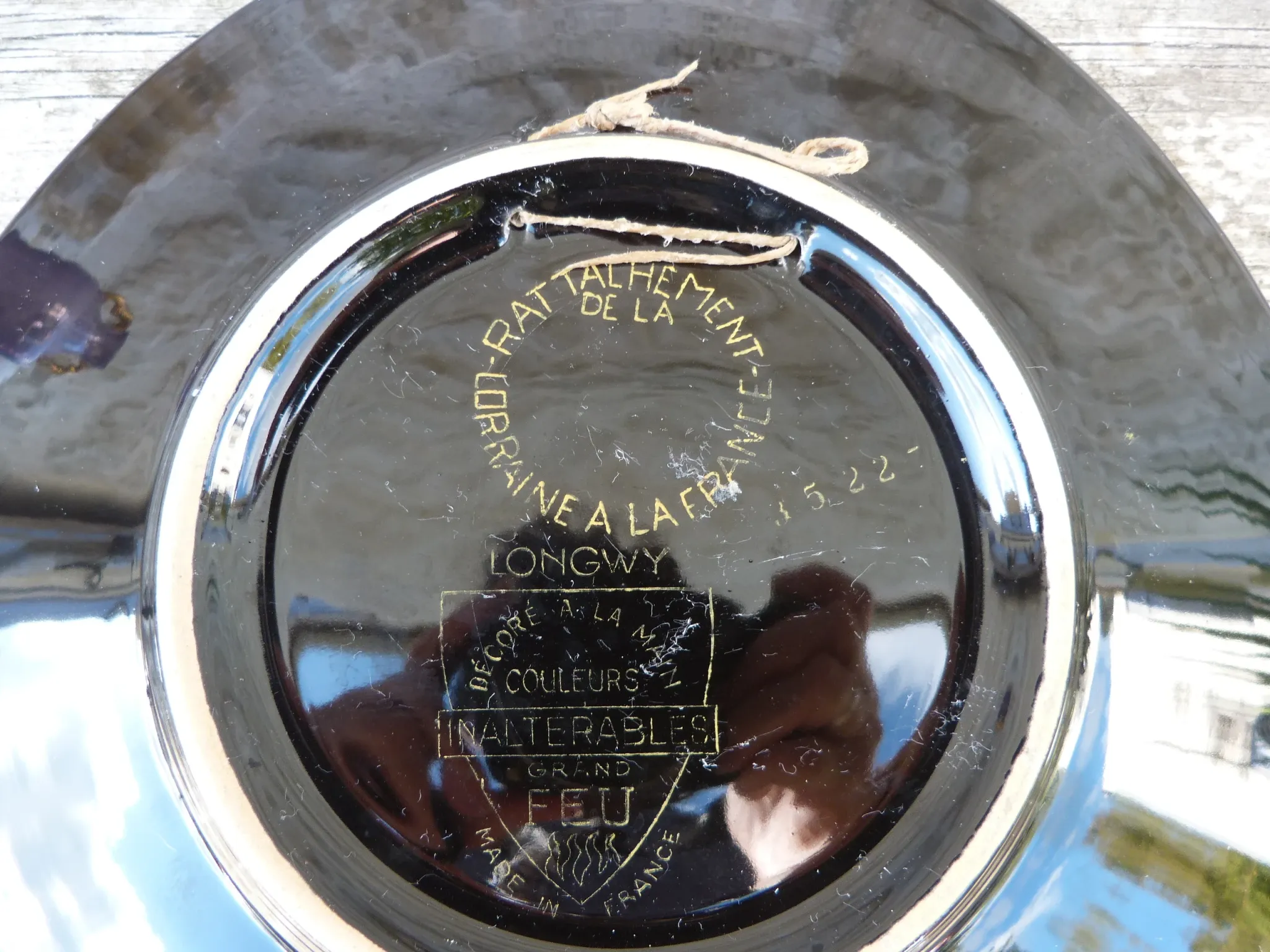 Decorative plate Longwy commemoration of the reunification of Lorraine