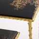 Bronze-gilded foliage side tables, Chinese lacquer, Maison Baguès, 1950.