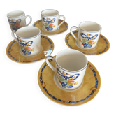 Bernardaud Limoges Borghèse – 5 cups + 4 saucers in porcelain