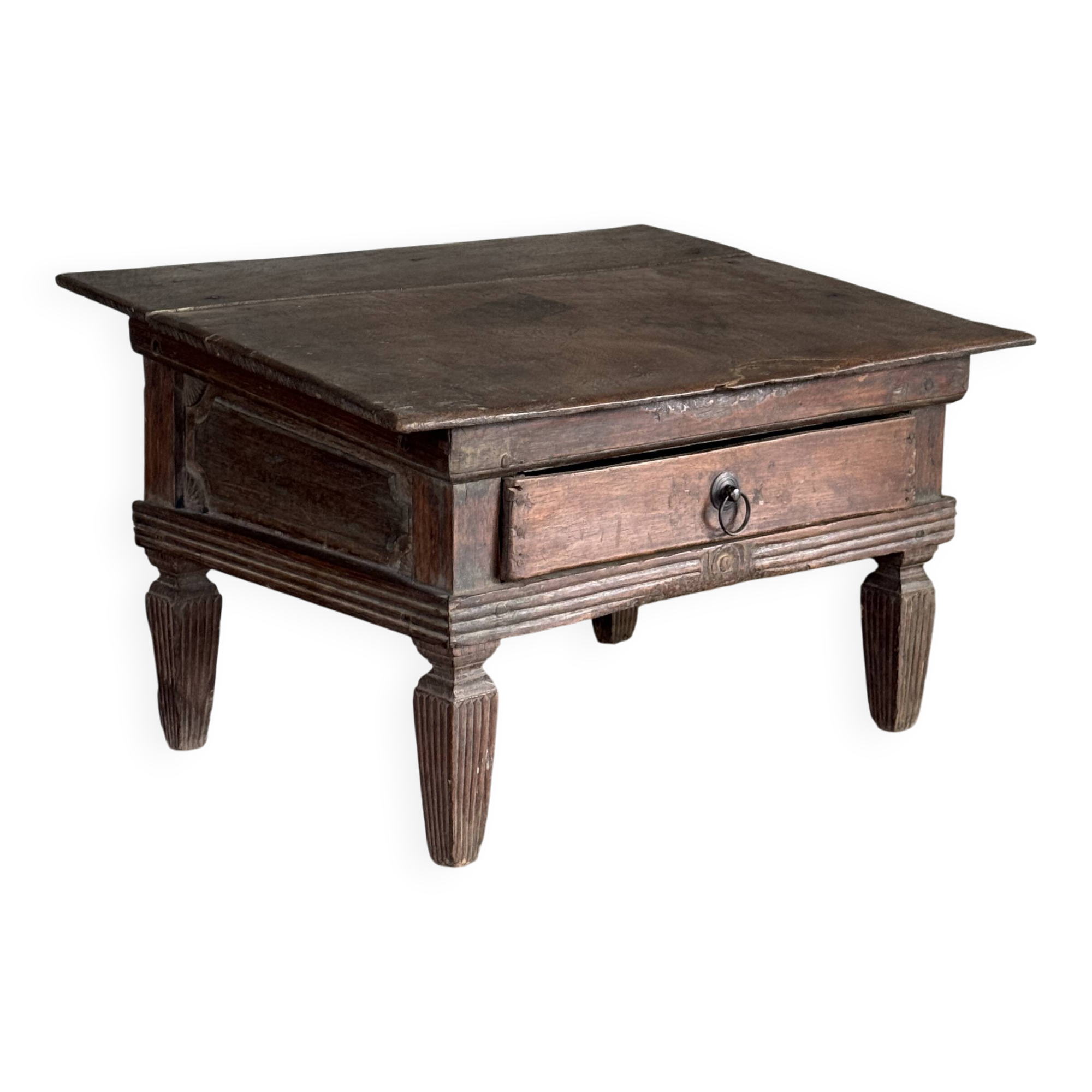 Petit écritoire table basse ancienne indonésienne en teck H33 40,5x55