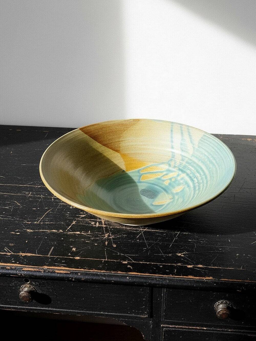 Very large fruit bowl Egbert Boonstra craftsmanship Netherlands vintage ceramics