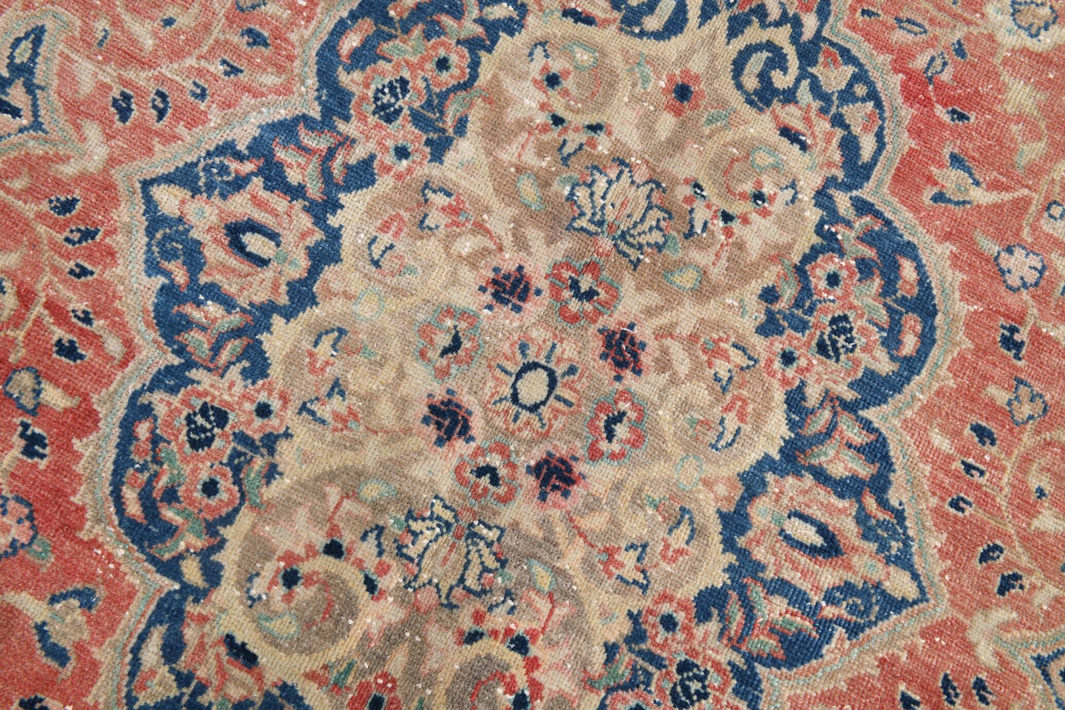 10x13 Tapis Persan Buda Ancien à Médaillon Floral Noué Main, 310x404Cm