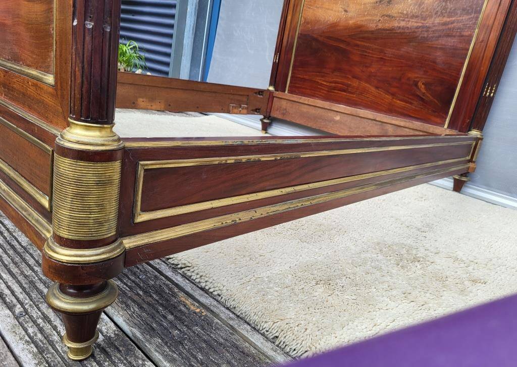Napoleon bed in mahogany and gilded brass, Empire style