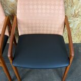 Teak dining chairs model 23 by Henning Kjaernulf for Korup Stolefabric