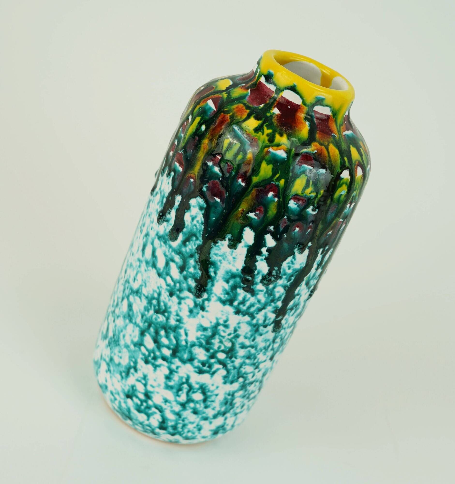 keramia iparművész budapest VASE - colorful drip glaze - hungarian ceramics