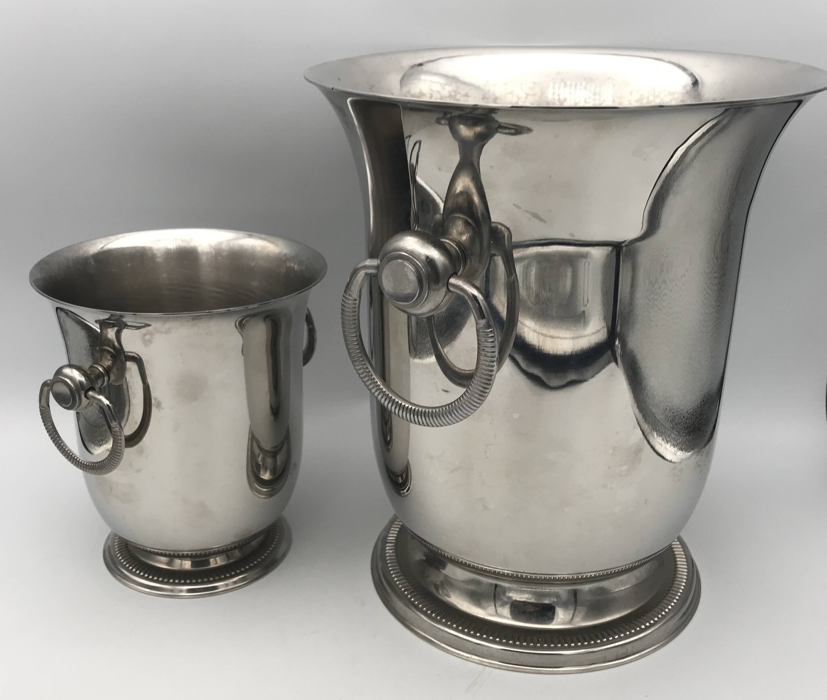 Jean COUZON champagne bucket and ice bucket set on pedestal
