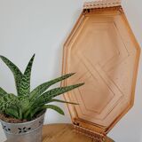 Plateau hexagonal en verre rose art déco