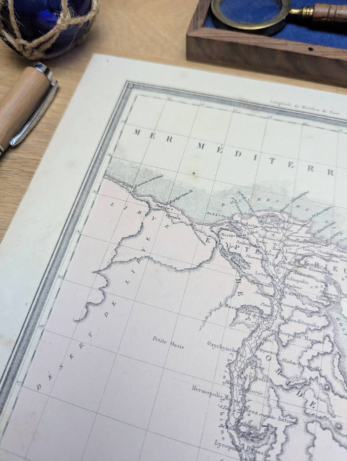 Ancient Egypt, original map printed in 1852.