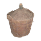 Old glass in her wicker basket demijohn