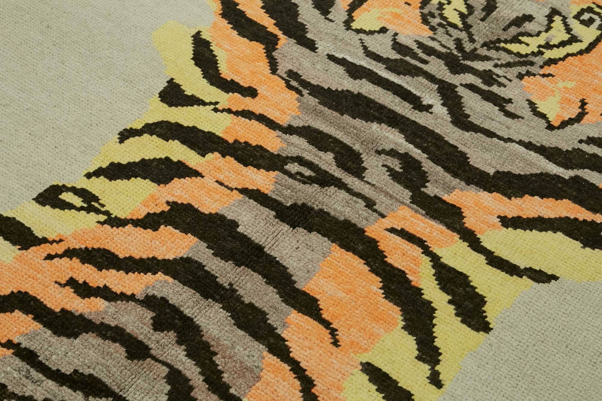 Tapis tigre turc en laine noué à la main 141 cm x 188 cm