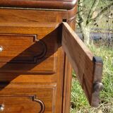 3-in-1 furniture: chest of drawers, secretary, and display cabinet, in walnut.