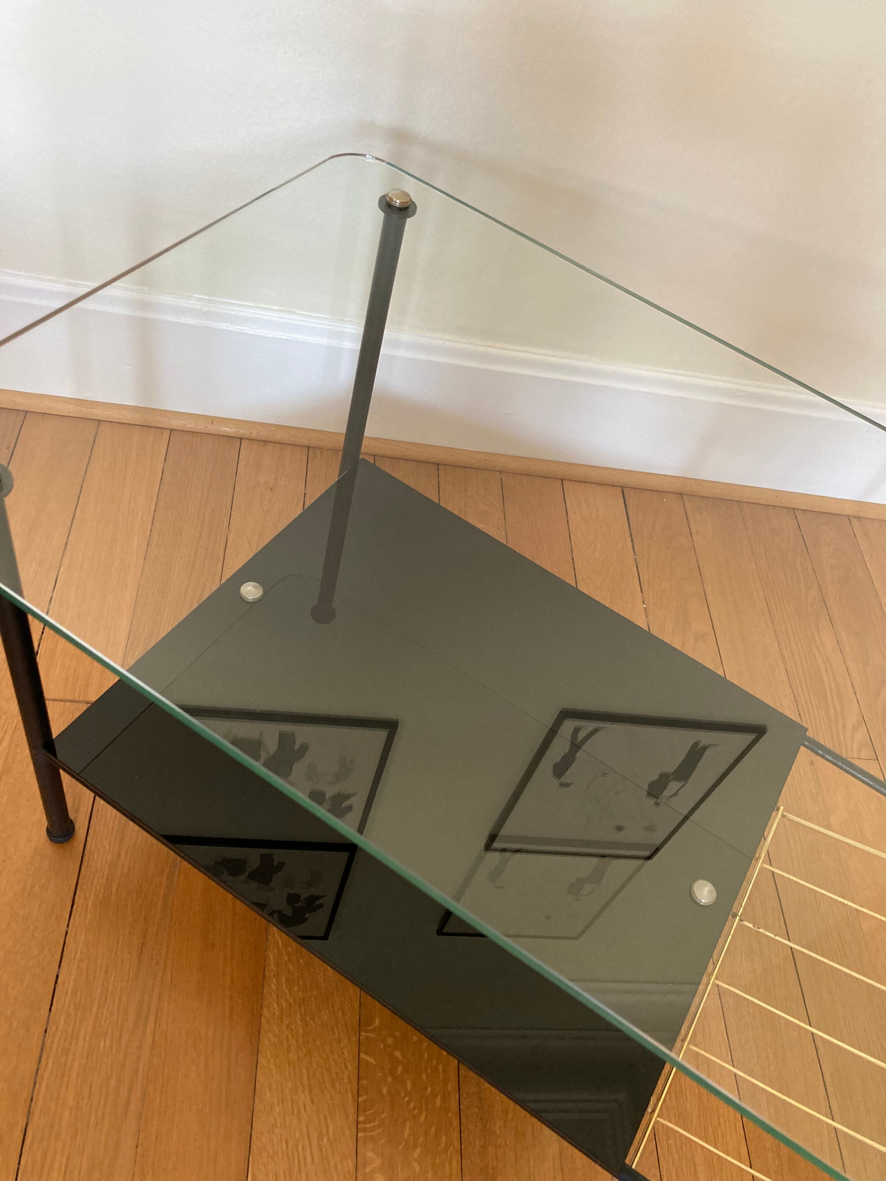 Coffee table 50s metal and glass