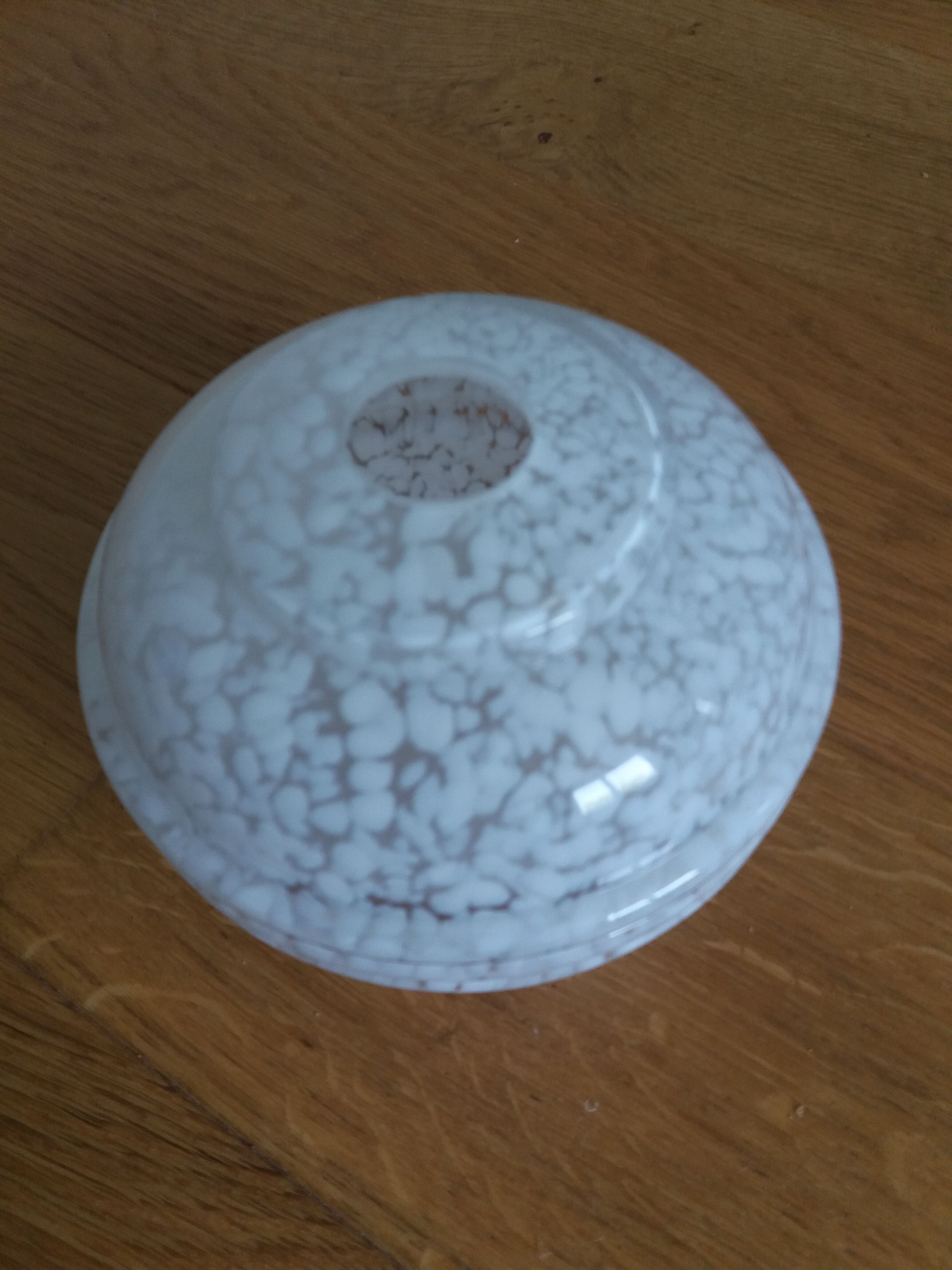 Globe lampshade in white speckled blown glass from Clichy